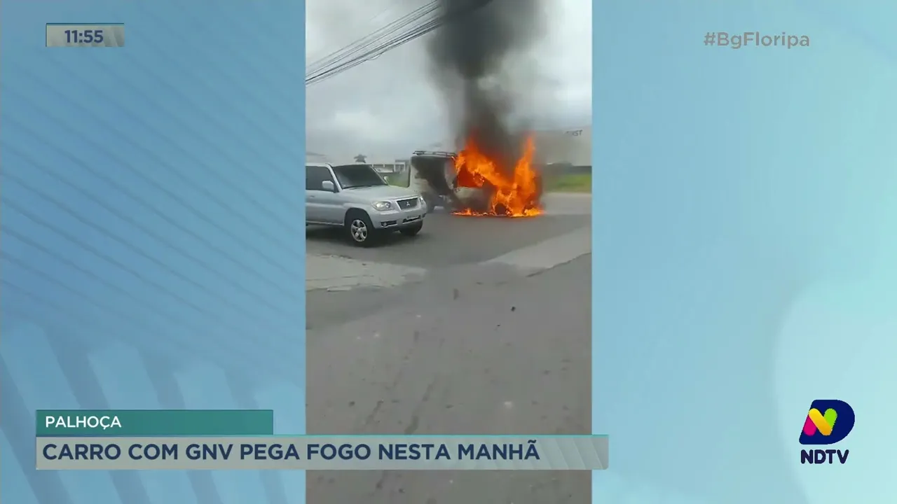 Palhoça: carro com GNV pega fogo na manhã desta quinta-feira