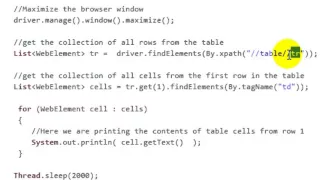How to read data from table in selenium