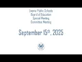 Livonia Public Schools Special Committee Meeting September 15 2025