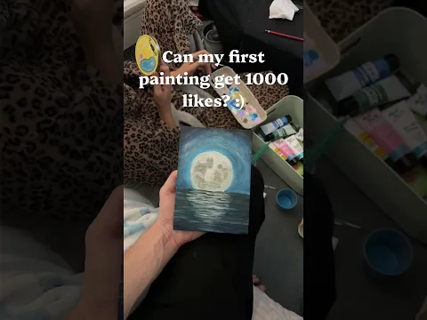 My first painting of the moon on a small canvas #shorts #trending #painting #viral