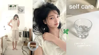 Self Care Vlog 🍀🫧: Summer Care, Reset Vlog, Self Hair Cut, Period Care & Healthy Meals