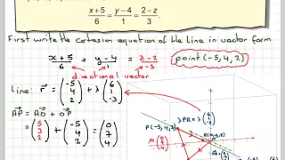 The equation of a plane containing a point and a line
