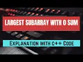 Largest Subarray with 0 Sum Leetcode Cpp