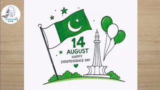 14 August Special Drawing Beautiful Pakistan Independence Day Poster Drawing Easy