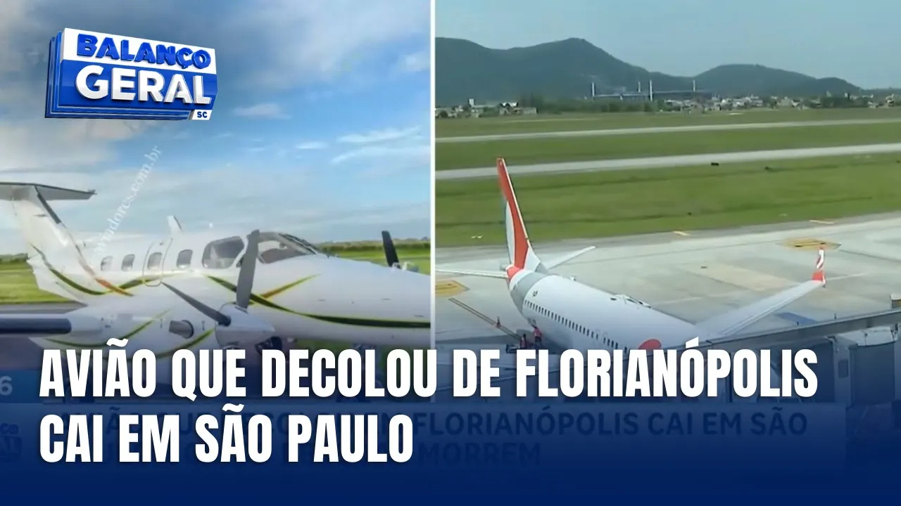 Avião que decolou de Florianópolis cai em São Paulo e deixa 5 mortos