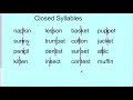 open and closed syllables