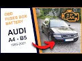 AUDI A4 B5 1995-2001 Diagnostic port OBD2 battery fuses box lokation Where