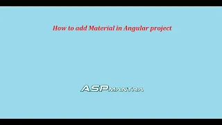 How to add Material in Angular project