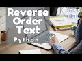 Python Tutorial Reverse Text Order Hindi Urdu Lunar Computer College