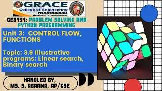 GRACE COE-CSE-GE8151-PSPP-Unit III-Topic 3 9 - Illustrative Programs Linear Search Binary Search