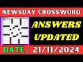 Newsday Crossword Clue Answers for Nov 21 2024 Solved