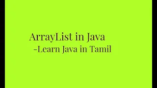 ArrayList in Java Learn Java in Tamil