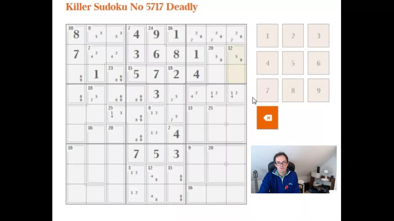 Solving the Deadly Killer Sudoku on 11 Nov 2017