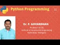 Lecture-18 Python Programming Control Statements K Dr P Govardhan