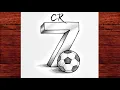 CR7 Easy 3D Drawing 3D Cristiano Ronaldo Number 7 Pencil Sketch Tutorial