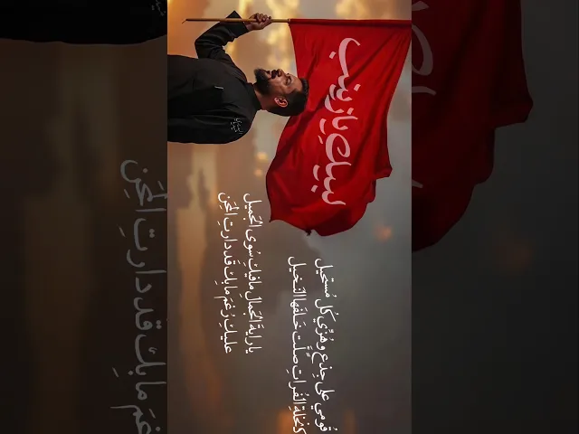 ⁣لحظة تجسيدية لرفع راية مولاتنا زينب بيد خادمها الملا قحطان البديري 🏴لن تسقط راياتُنا !! لبيكِ يازينب