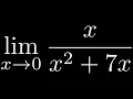 Limit of x x 2 7x as x approaches 0