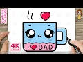 How to Draw a Cute I Love Dad Coffee Mug Easy Father s Day Kawaii Drawing for Kids Toddlers