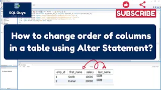 SQL Tutorial - How to change the order of columns in a table using Alter table statement in SQL