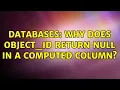 Databases Why does OBJECT - ID return NULL in a computed column 2 Solutions