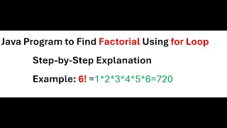 Java Program to Find Factorial Using for Loop Step-by-Step Explanation