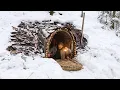Lagu Building a Warm and Cozy Dugout for Survival. Log Shelter, Secret cave in the hill. Winter Bushcraft