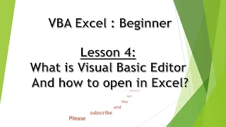 Excel VBA Lesson 4 What is Visual Basic Editor and How to Open in Excel