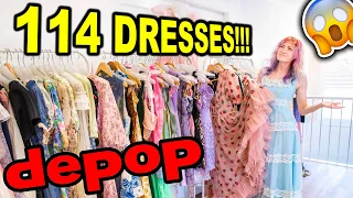 My HUGE Dress Collection Decluttering 114 Dresses Selling Them On Depop THRIFTMAS DAY 1