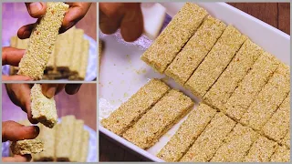 طريقة عمل السمسمية الجاهزة في البيت بمكون القرمشه السري حلاوة المولد حلوي السمسم 