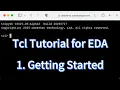 Tcl Tutorial for EDA - Ep 1 Getting Started with Tcl Shell