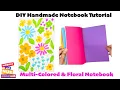 DIY Handmade Notebook No Sew Method Tutorial Multi-Colored Cardstock Floral Drawing