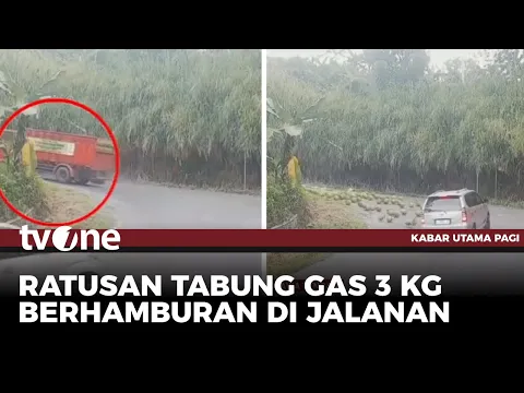 Detik-detik Tabung Gas Berhamburan di Tanjakan Bikin Pengendara Panik