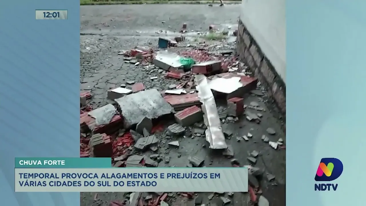 Temporal provoca alagamentos e prejuízos no Sul do Estado