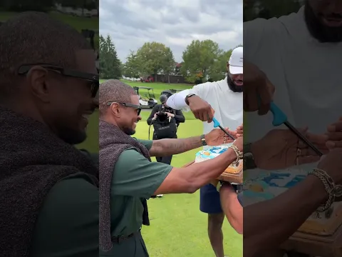 LeBron James surprises Usher on the golf course #usher #lebron #surprise