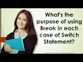 What s the purpose of using Break in each case of Switch Statement