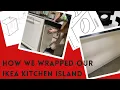 How we wrap our IKEA kitchen island DIY install IKEA cover panel