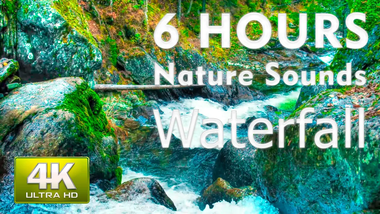 4K River Cascades - Relaxing Waterfall Sounds - Water Flow - White Noise
 (6 hours)