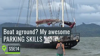 How I nearly ran my friend’s sailboat aground 😬. Tidal anchoring on the edge – UNTIE THE LINES