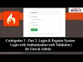 Codeigniter 3 - Part 2 Login Register System Login with Authentication Validation User-Admin