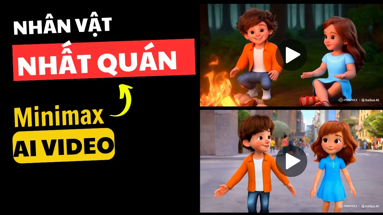 Outline Video Tạo Video Nhân Vật Cố Định - Đồng Nhất - FREE - Đơn Giản với Hailuoai x Minimax AI
