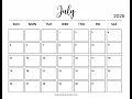 Free Minimalist July 2026 Calendar Printable