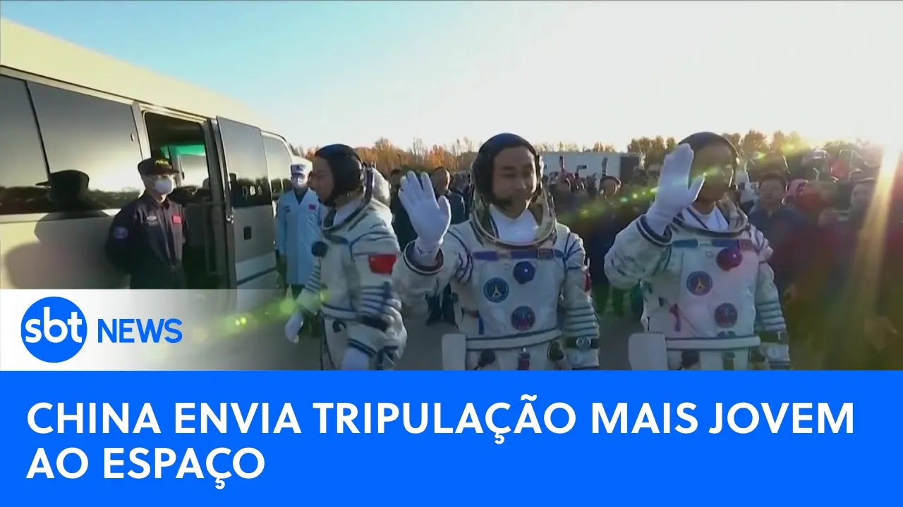 China fará missão espacial com tripulação mais jovem de sua história | #SBTNewsnaTV (26/10/23)