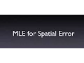Maximum Likelihood Estimation Spatial Error Model