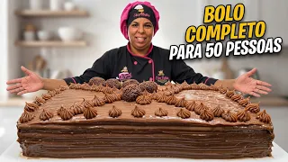 BOLO DE CHOCOLATE COM TRUFADO DE MARACUJÁ PARA 50 PESSOAS | NÃO TALHA E NÃO AFUNDA!