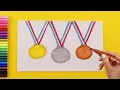 How to draw Gold Silver Bronze Medals Olympic Games Paris 2024
