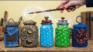 4 Unique Glass Jar Crafts (Mixed Media, Faux Denim & Distressed) 🎨🖌️