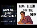 Break Continue Return Throw Jump statements in Javascript