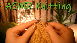 ASMR Knitting Silent Knitting Sparkly Gold Fairy Light and No Talking
