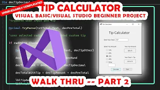 Tip Calculator - Visual Basic Programming Coding Project Part 2