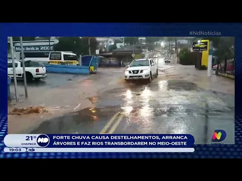 Chuva causa destelhamentos, queda de árvores e cheias em rios